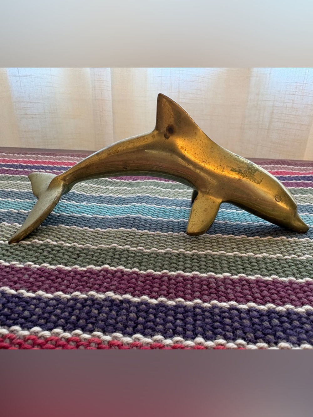 Brass Dolphin Figurine - Gold Accent